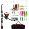 Fishing Pole Set Full Kits With Telescopic Fishing Rod And Spinning Reel Baits Hooks Travel Pole Set