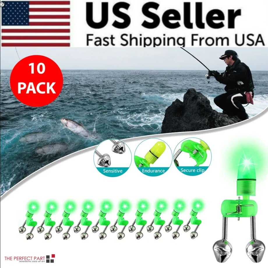 62c2126a-9355-450f-ac0b-2c8f59d4081d.jpg 10 40 PC LED Night Fishing Bite Bait Alarm 2 Bells Light Rod Tip Clip Alert Ring - Imagen 7