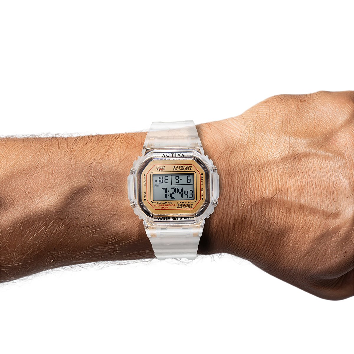 acw424-006_wrist_1 Activa Retro X Invicta Men's Digital Watch - 44.5mm. Transparent (ACW424-006) - Imagen 3