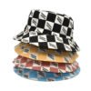 Letter Plaid Bucket Hat Women's Fashion Double-sided Wear Bucket Hat