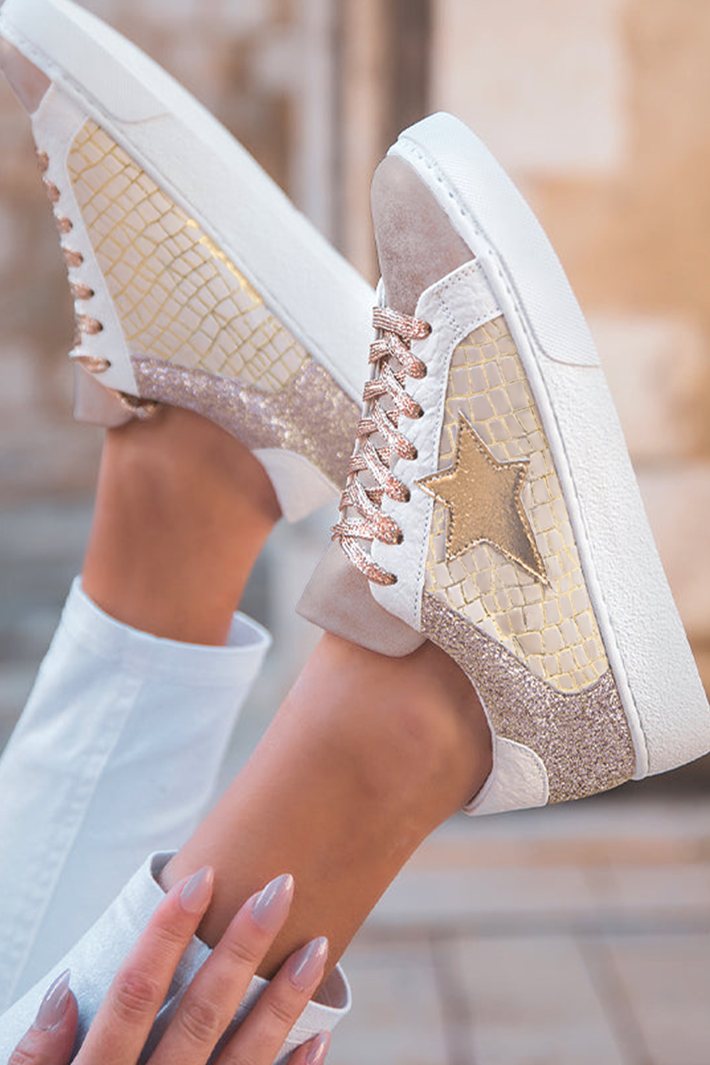 97500542-a3d623aa499c08fa.png dearlove gold glitter star patchwork pu leather lace up sneakers